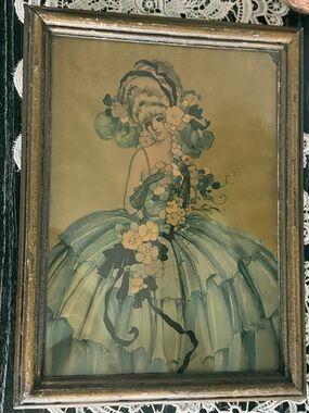 Vintage Framed Homer Conant Art Print on Paper Art Deco Fashion Illustration